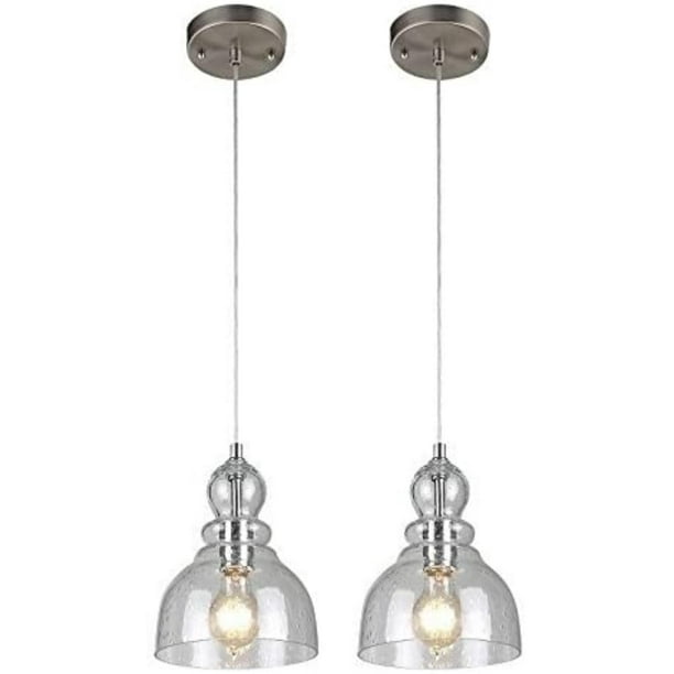 Westinghouse 1-Light Mini Pendant Brushed Nickel Finish,Clear Seeded Glass 